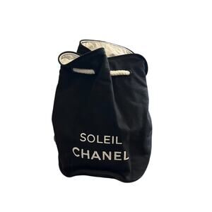 Chanel Soleil black canvas Bucket Backpack/Shoulder bag lined